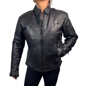 Vintage Hudson Black Leather Biker Jacket Women’s Size Medium